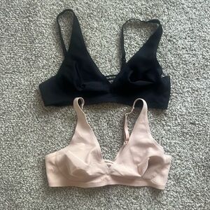 Soma Essentials Bra Unlined 38C Worn 1x Lot of 2 Black and Nude/Pink